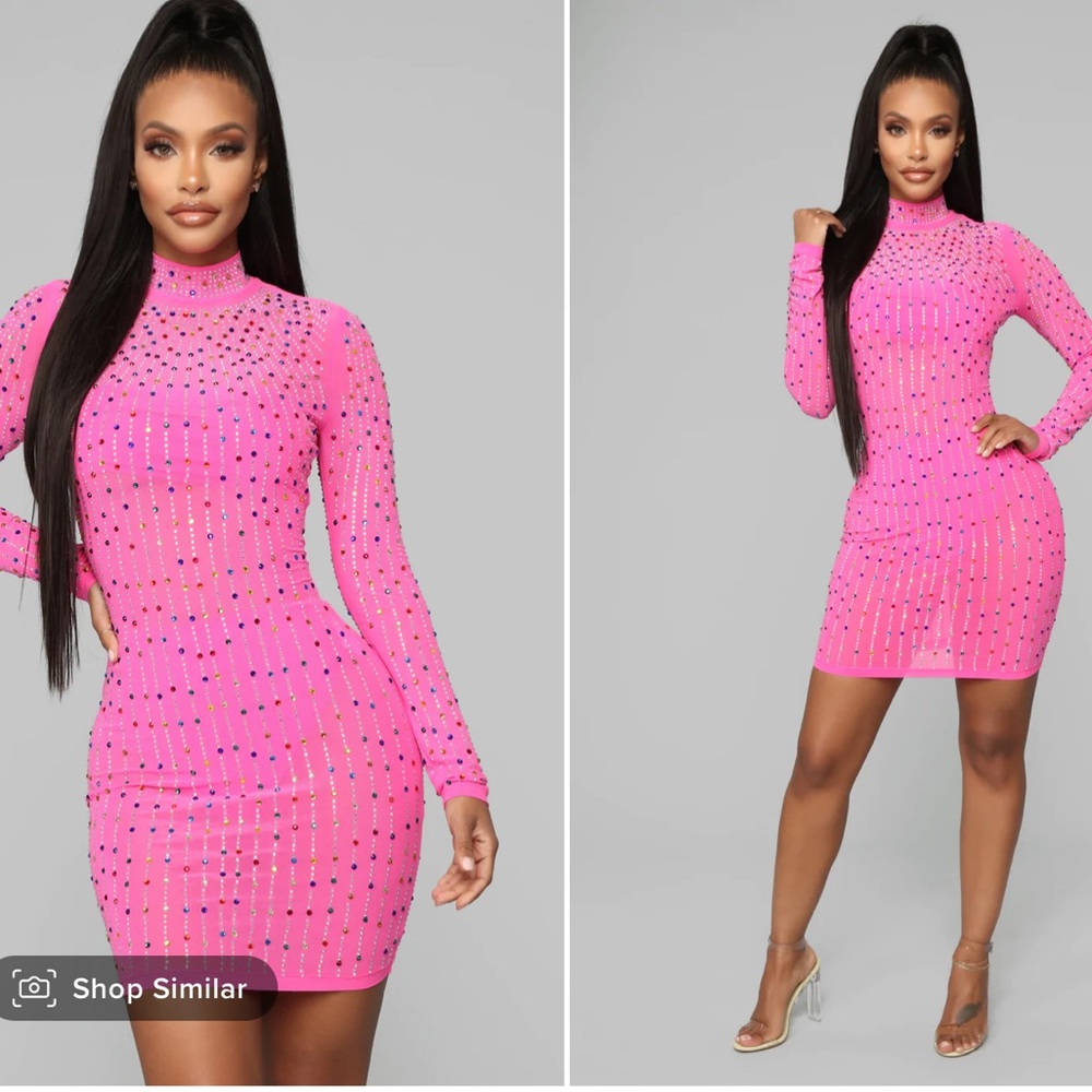 Hot pink rhinestone dress